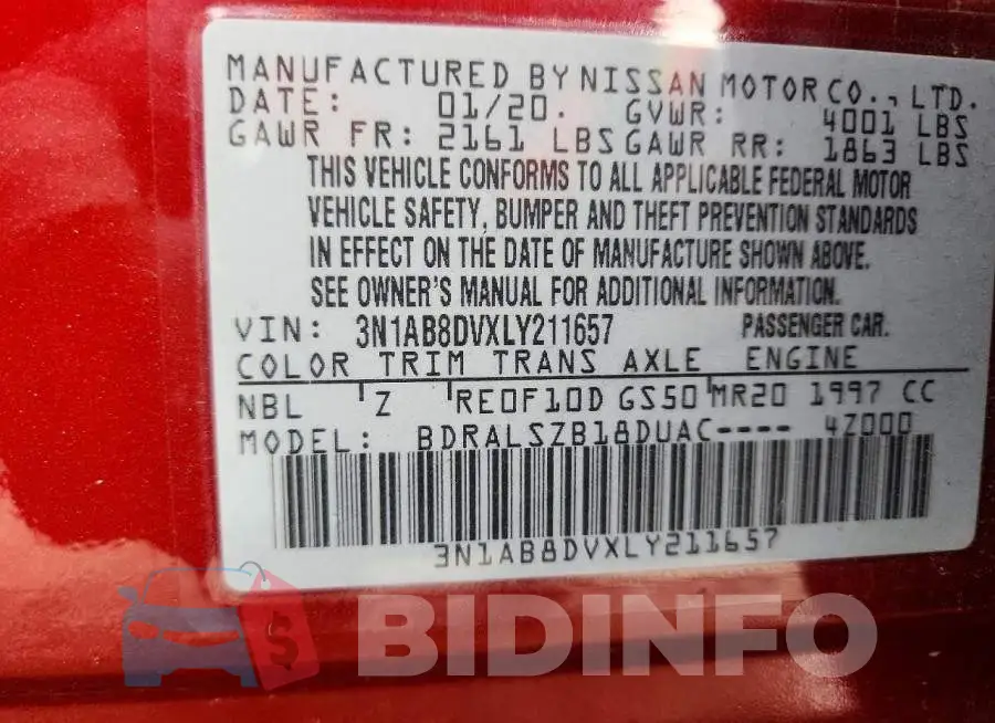 3N1AB8DVXLY211657 Photo# 13