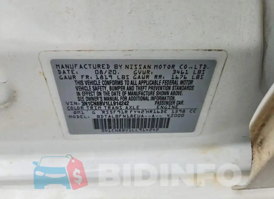 3N1CN8BV1LL914242 Photo# 12