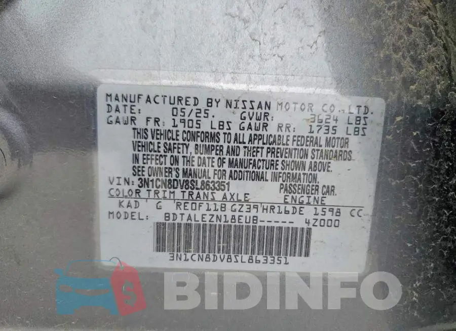 3N1CN8DV8SL863351 Photo# 13