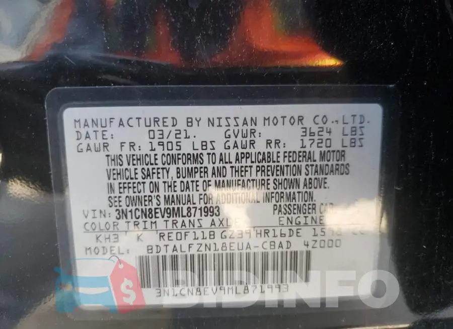 3N1CN8EV9ML871993 Photo# 13