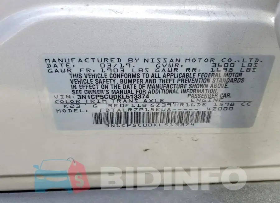 3N1CP5CU0KL513374 Photo# 13