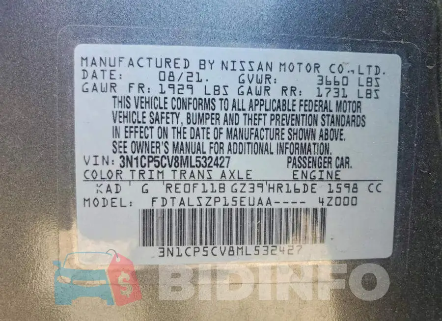 3N1CP5CV8ML532427 Photo# 13