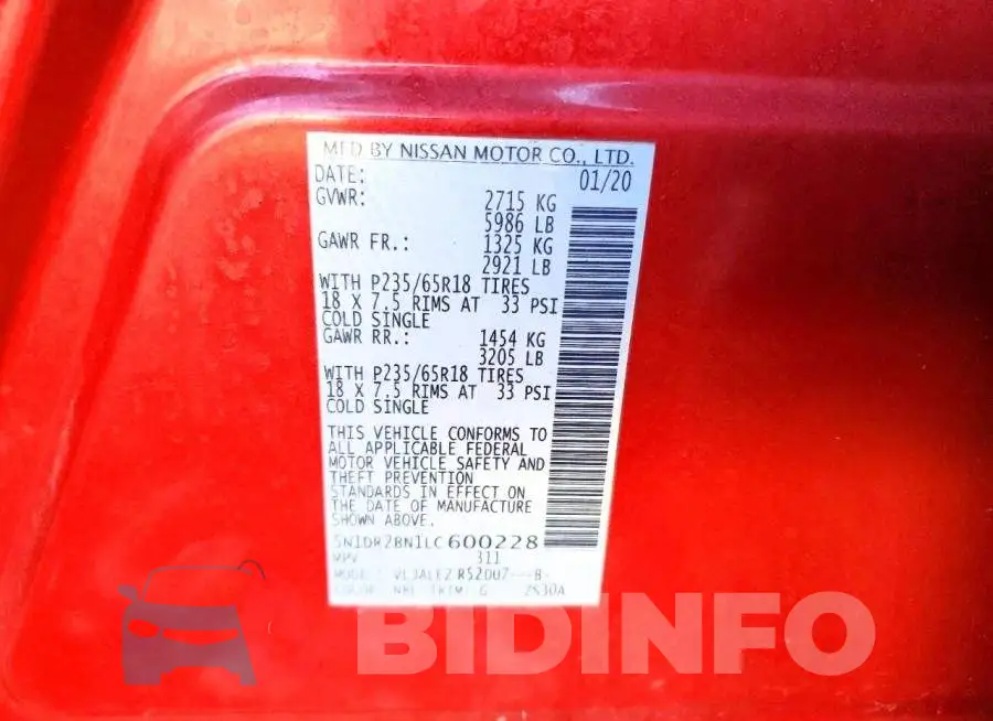 5N1DR2BN1LC600228 Photo# 12