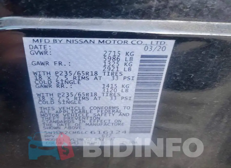 5N1DR2CM6LC616124 Photo# 12