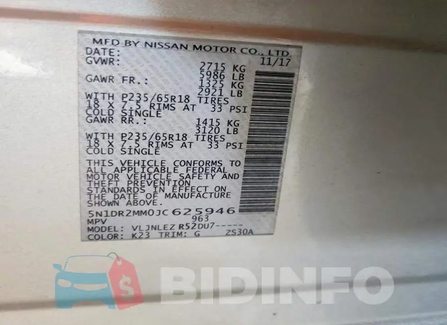 5N1DR2MM0JC625946 Photo# 14