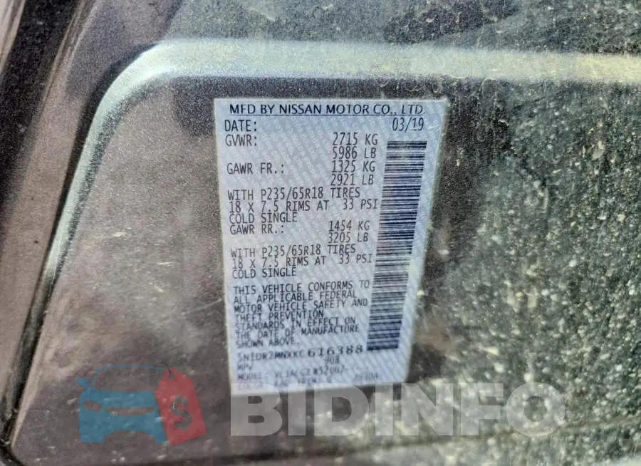 5N1DR2MNXKC616388 Photo# 13