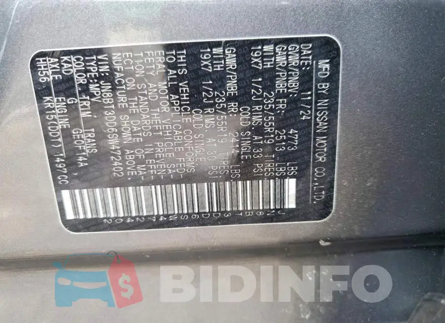 JN8BT3DD6SW472402 Photo# 13