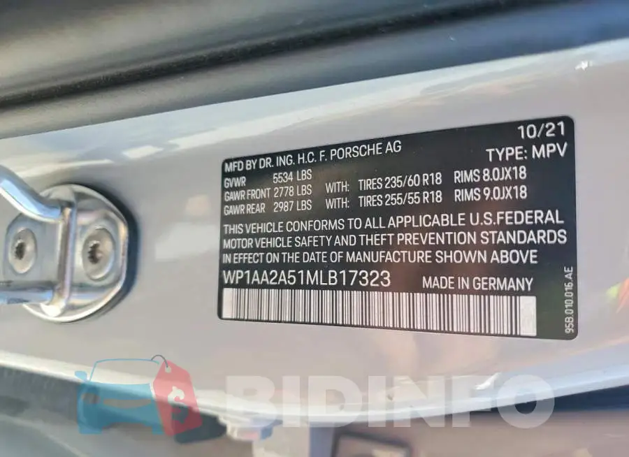WP1AA2A51MLB17323 Photo# 14