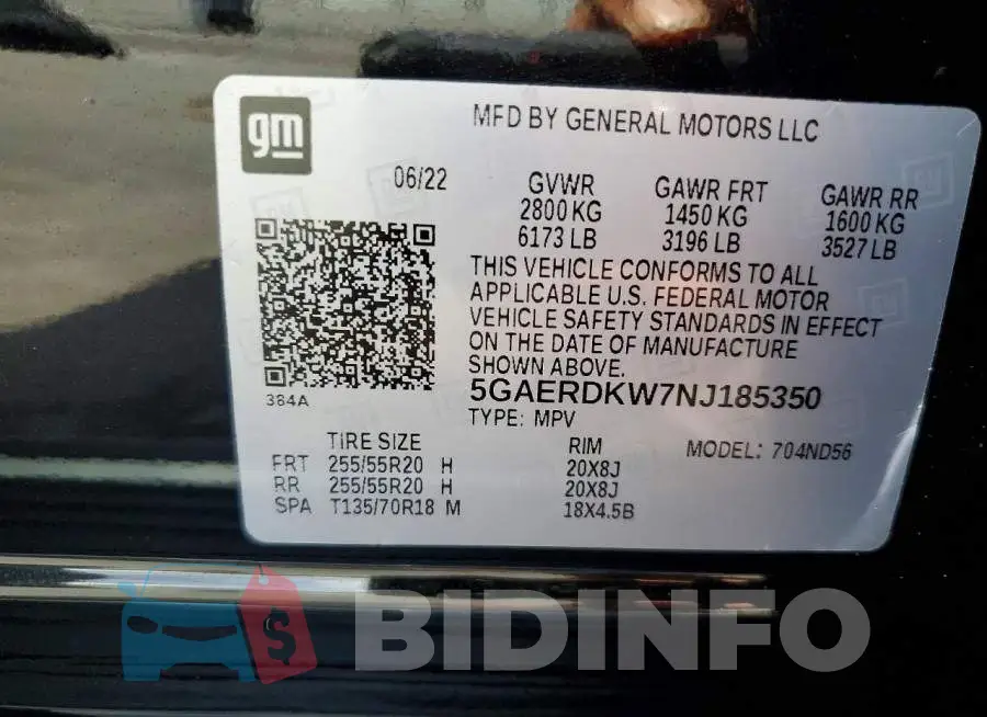 5GAERDKW7NJ185350 Photo# 13