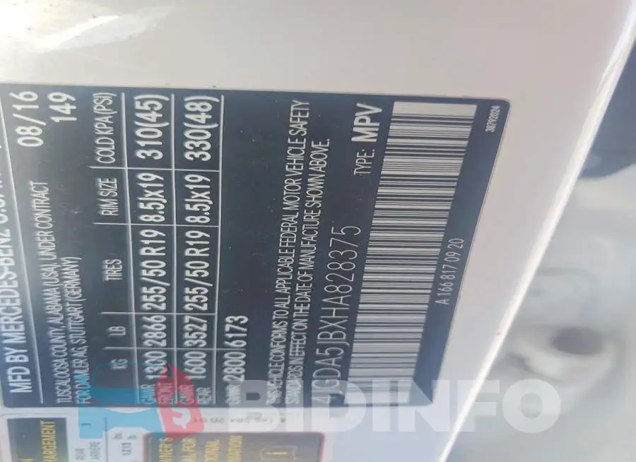 4JGDA5JBXHA828375 Photo# 13