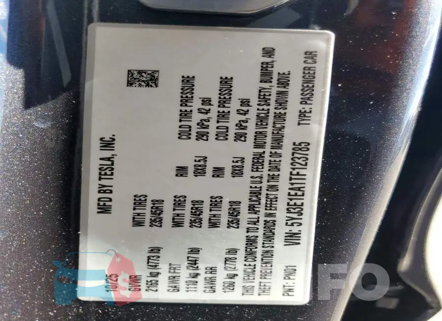 5YJ3E1EA1TF123785 Photo# 12