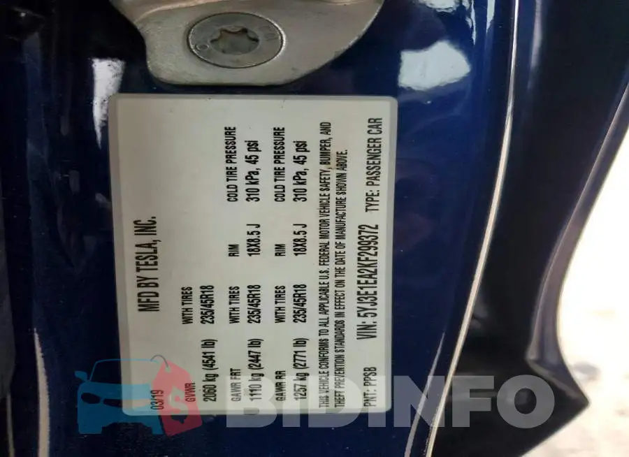 5YJ3E1EA2KF299372 Photo# 13