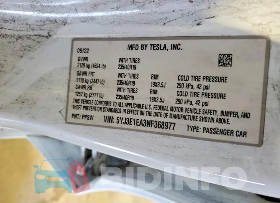 5YJ3E1EA3NF368977 Photo# 12