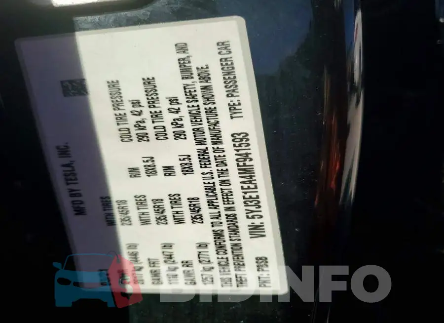 5YJ3E1EA4MF941593 Photo# 12