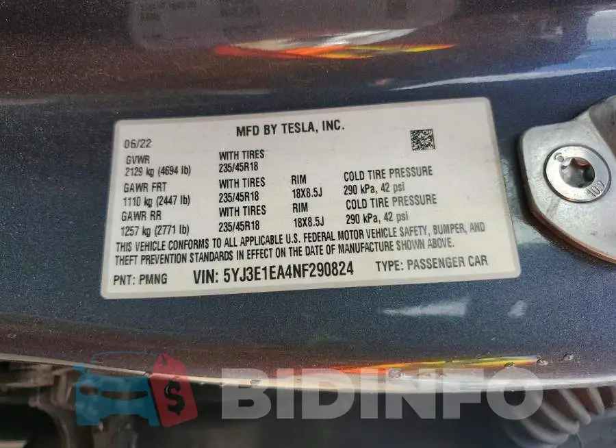 5YJ3E1EA4NF290824 Photo# 12