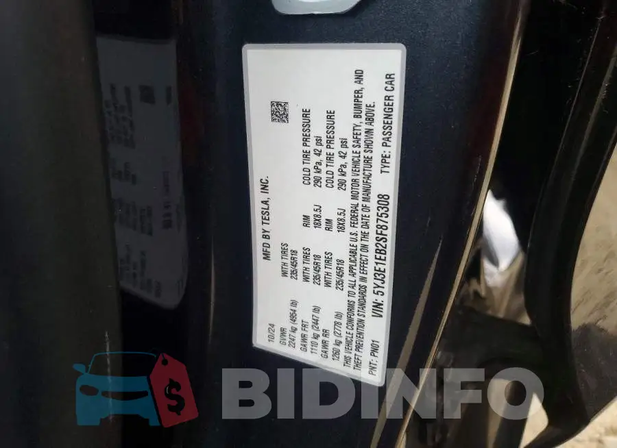 5YJ3E1EB2SF875308 Photo# 14