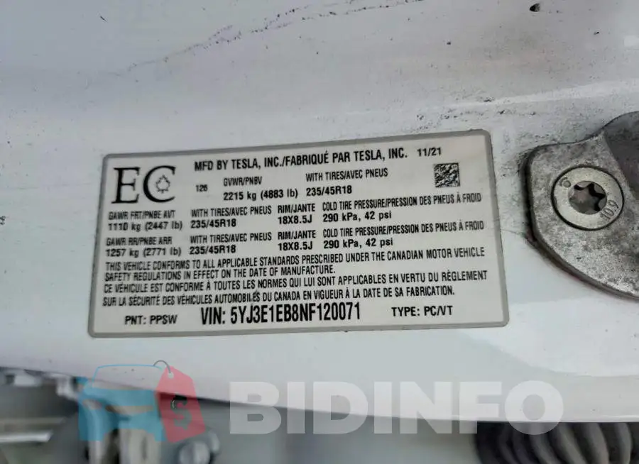 5YJ3E1EB8NF120071 Photo# 13