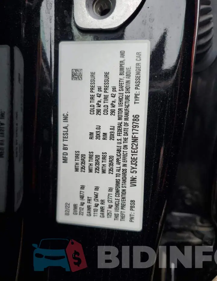 5YJ3E1EC2NF179786 Photo# 12