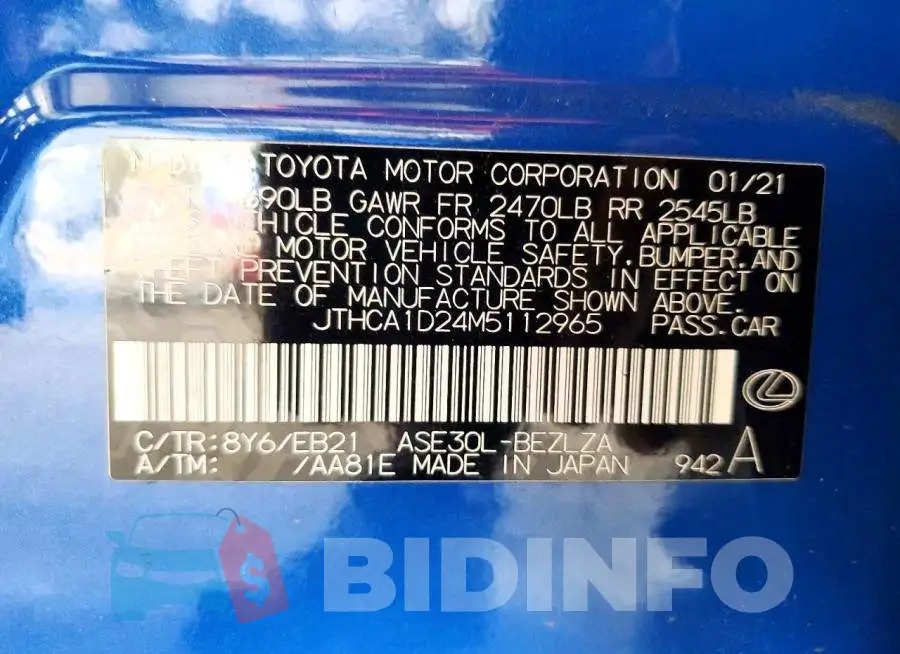 JTHCA1D24M5112965 Photo# 12