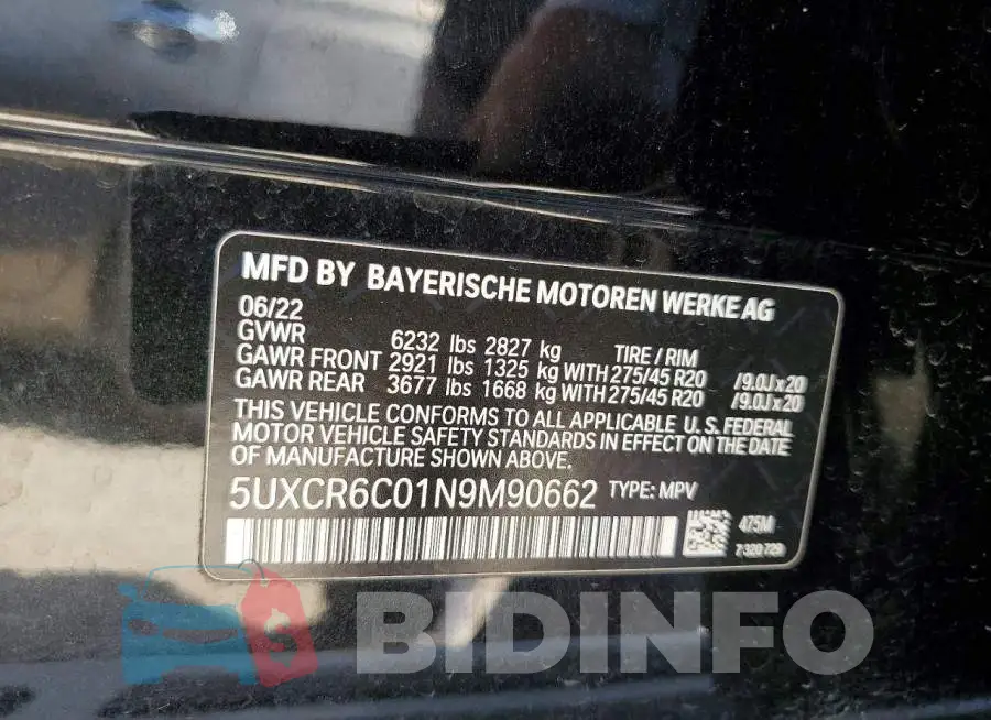 5UXCR6C01N9M90662 Photo# 13