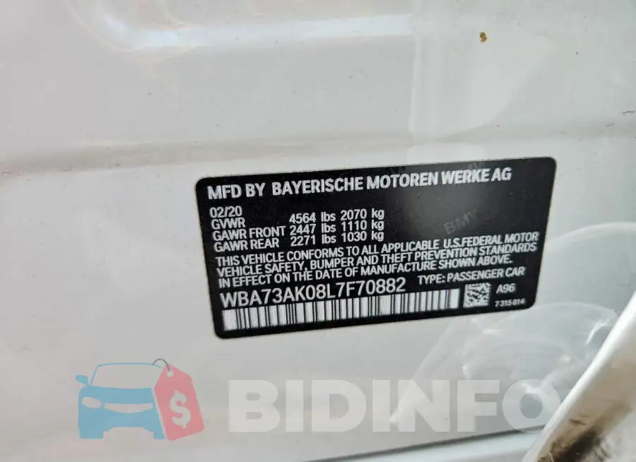 WBA73AK08L7F70882 Photo# 12