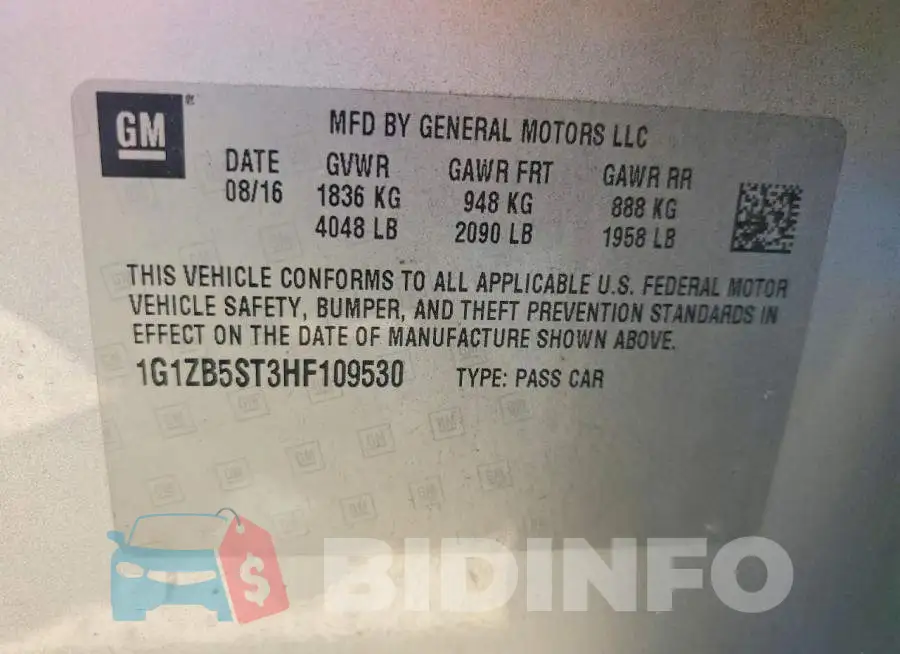 1G1ZB5ST3HF109530 Photo# 12