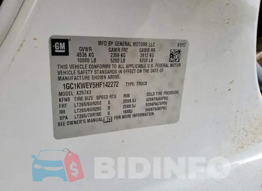 1GC1KWEY5HF142272 Photo# 12