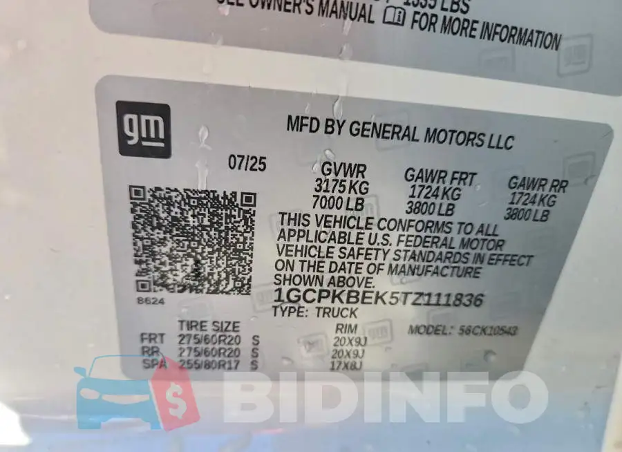 1GCPKBEK5TZ111836 Photo# 12