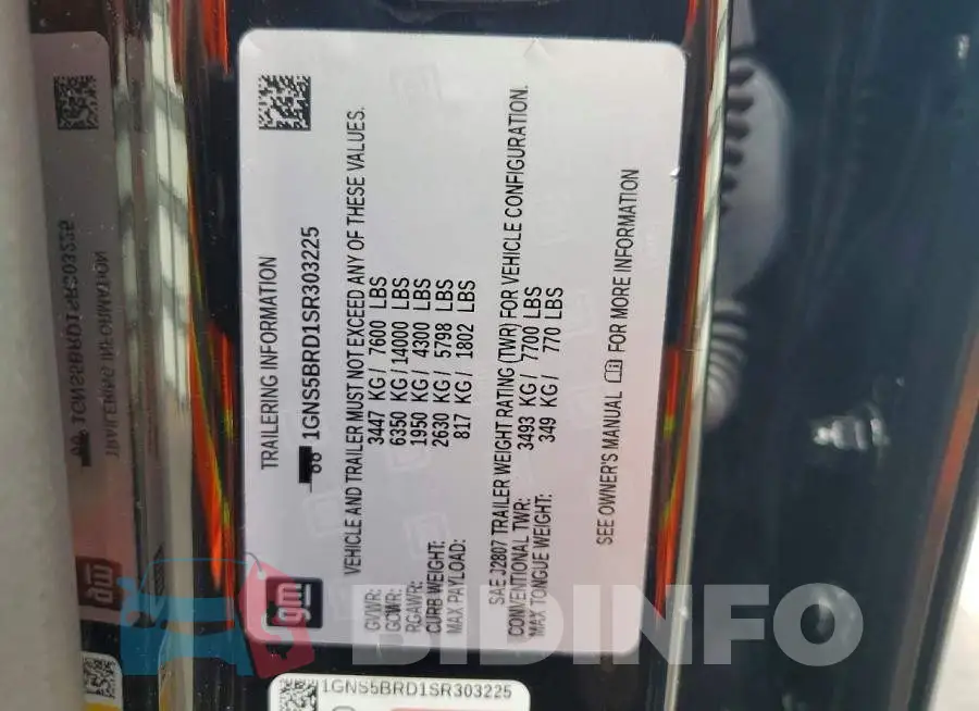 1GNS5BRD1SR303225 Photo# 13