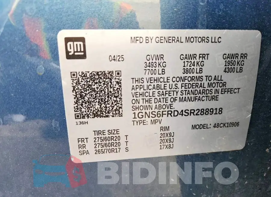 1GNS6FRD4SR288918 Photo# 14