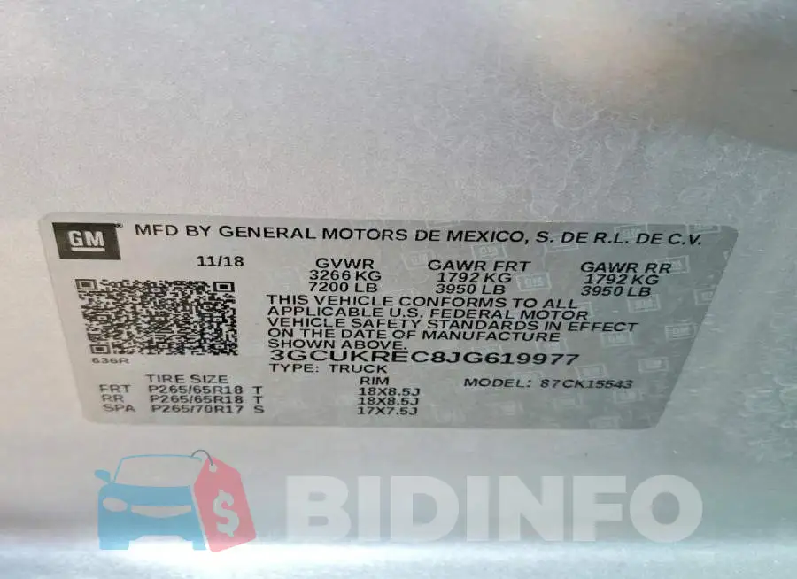 3GCUKREC8JG619977 Photo# 12