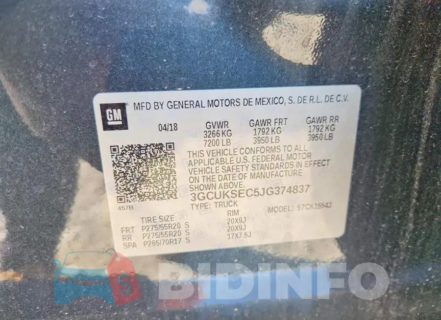 3GCUKSEC5JG374837 Photo# 12