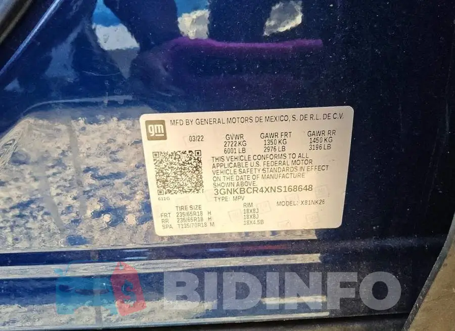3GNKBCR4XNS168648 Photo# 13