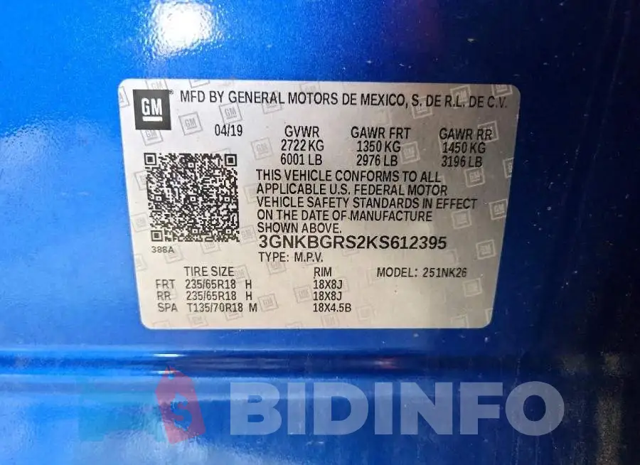 3GNKBGRS2KS612395 Photo# 13