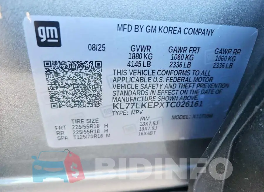 KL77LKEPXTC026161 Photo# 14