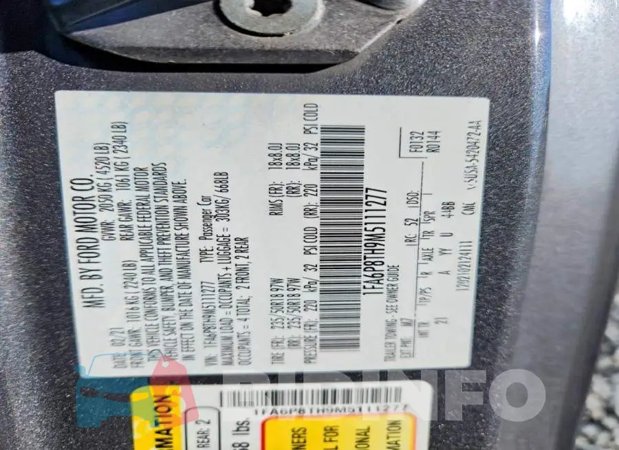 1FA6P8TH9M5111277 Photo# 13