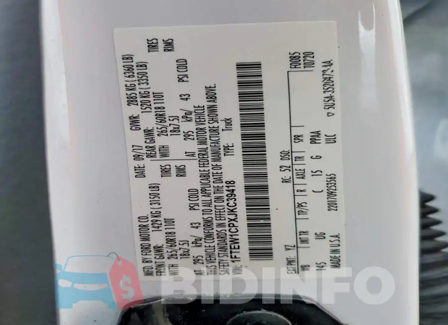 1FTEW1CPXJKC39418 Photo# 13