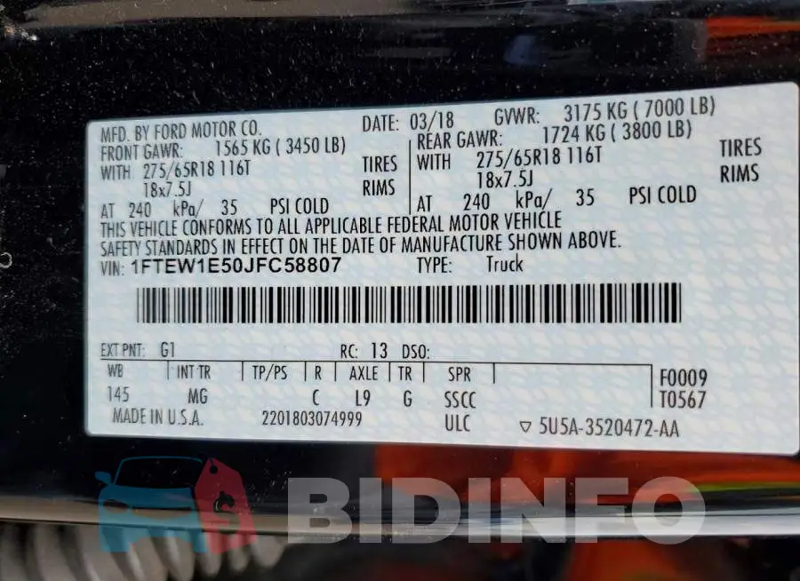 1FTEW1E50JFC58807 Photo# 12