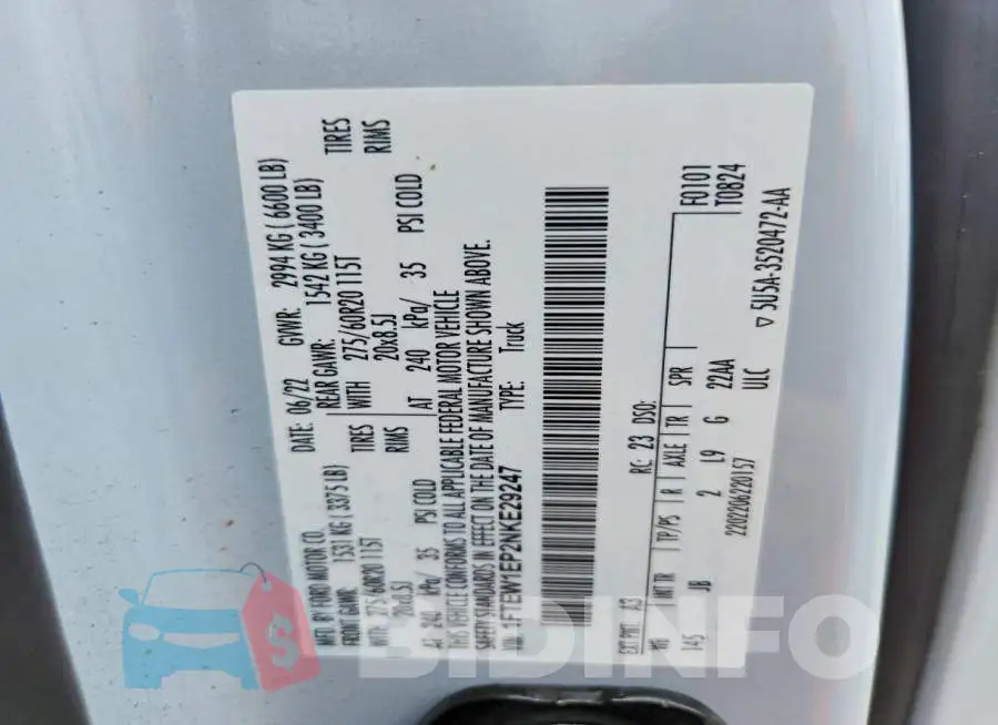 1FTEW1EP2NKE29247 Photo# 12