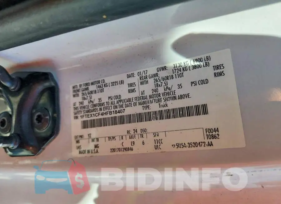 1FTEX1CF4HFB18407 Photo# 12