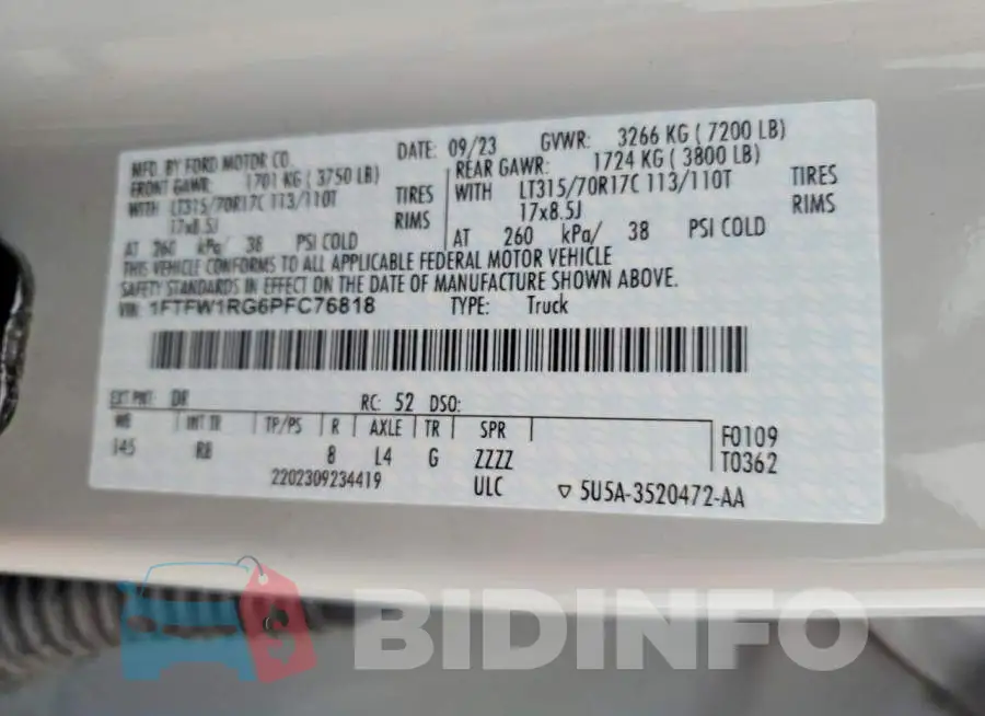 1FTFW1RG6PFC76818 Photo# 13