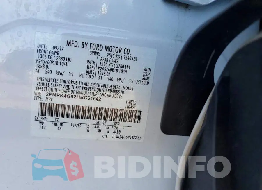 2FMPK4G92HBC61642 Photo# 13