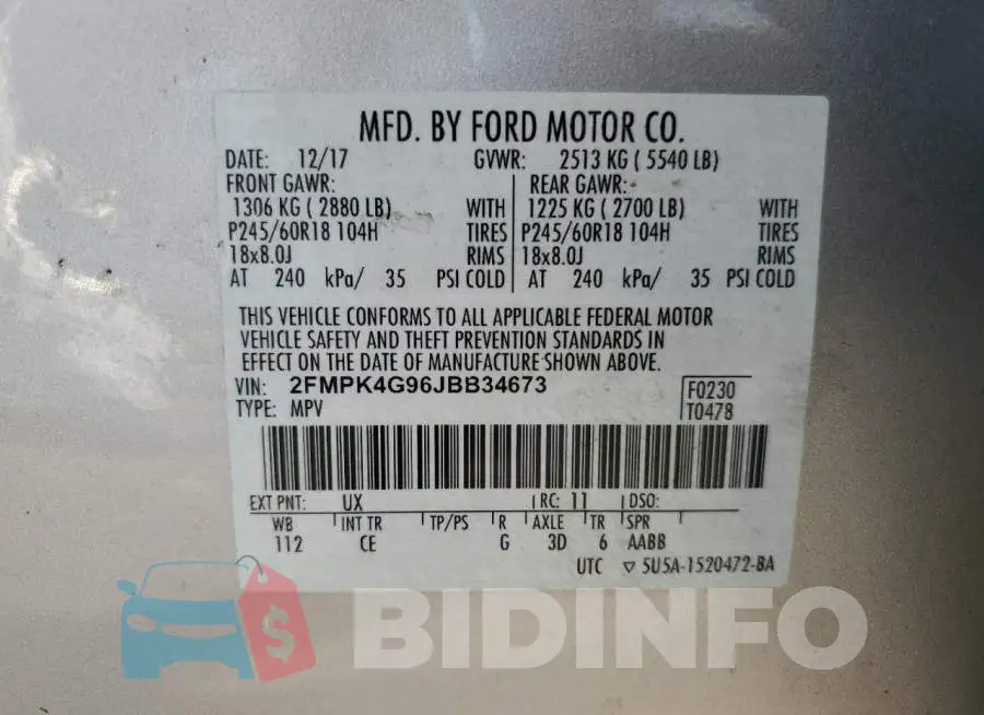 2FMPK4G96JBB34673 Photo# 14