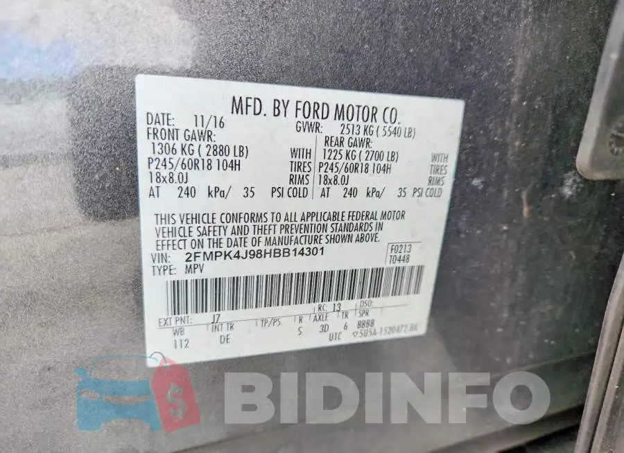 2FMPK4J98HBB14301 Photo# 12