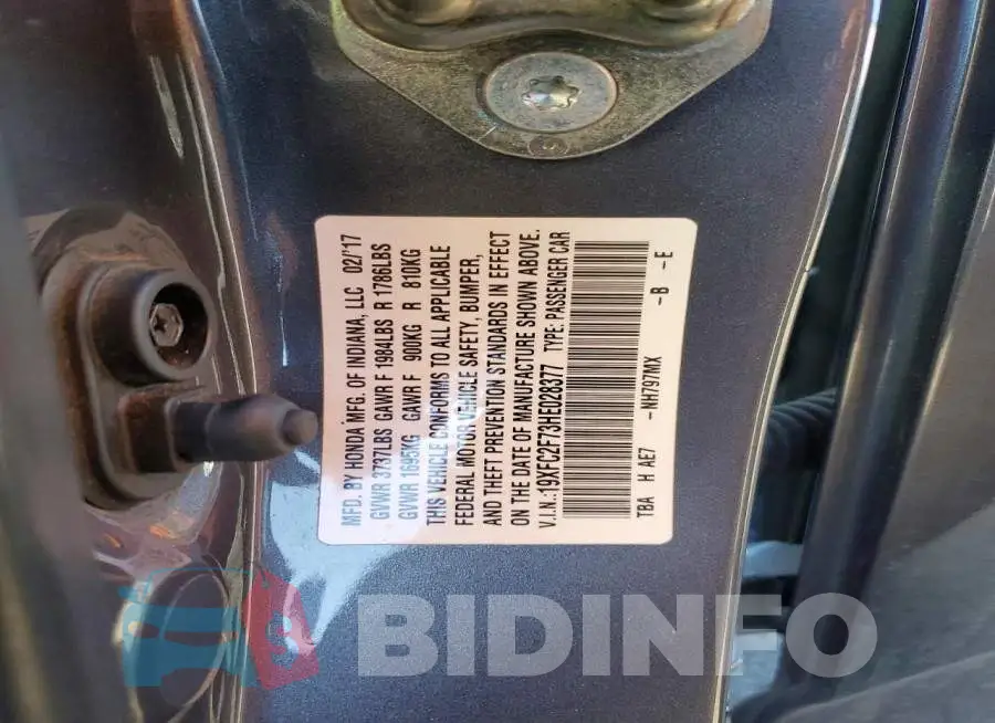 19XFC2F73HE028377 Photo# 12
