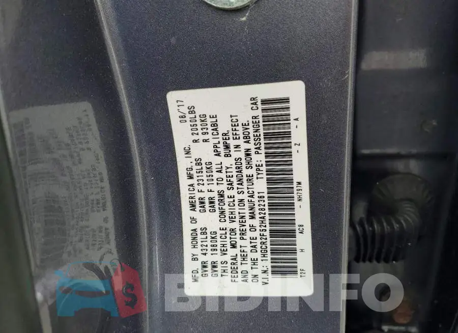 1HGCR2F52HA282361 Photo# 13