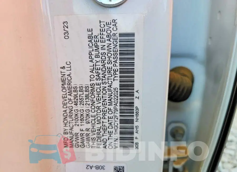 1HGCY2F79PA022025 Photo# 12