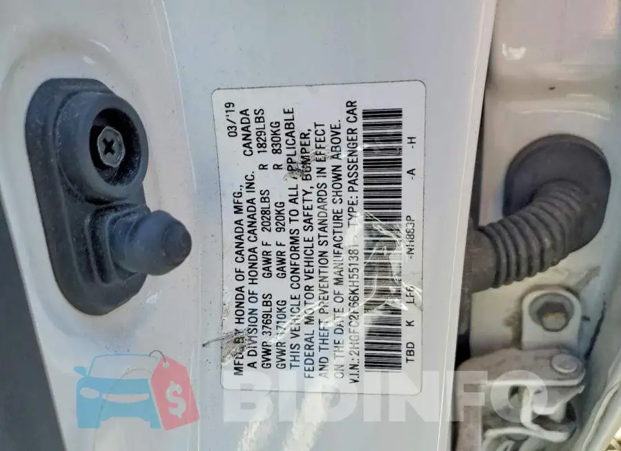 2HGFC2F66KH551381 Photo# 12