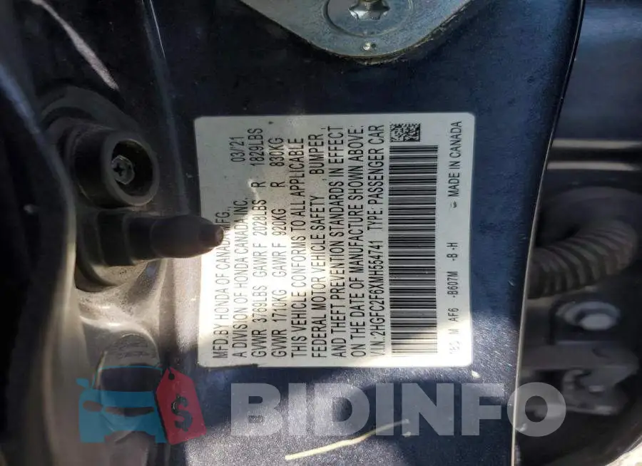 2HGFC2F6XMH554741 Photo# 12
