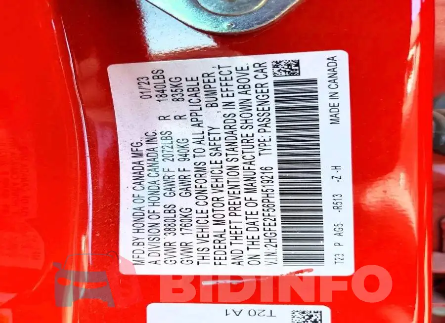 2HGFE2F56PH519216 Photo# 12